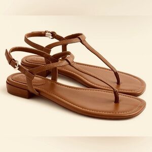 J. Crew Brown T-Strap Sandals